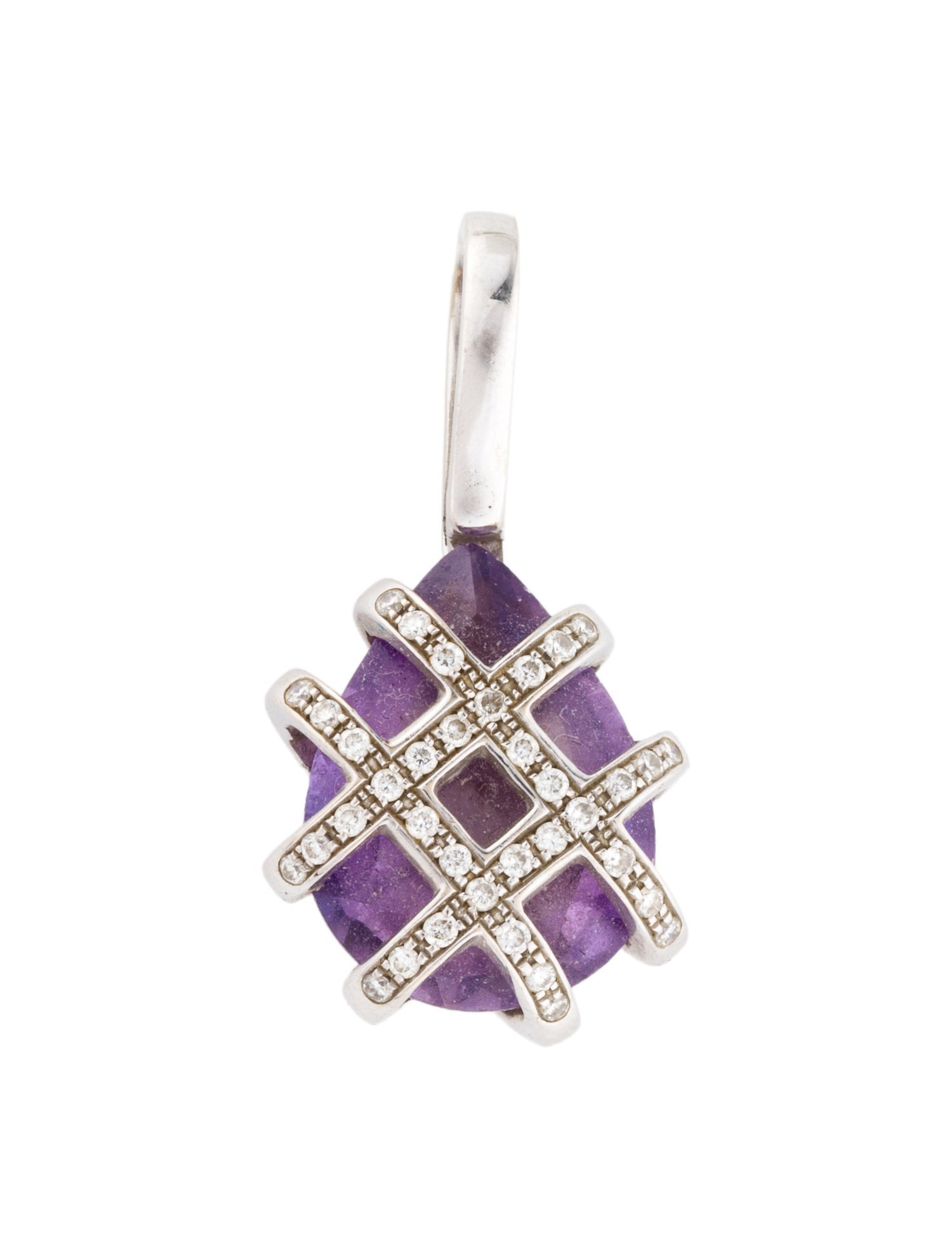 Brooch 18K 5.08ct Amethyst & Diamond Pendant
