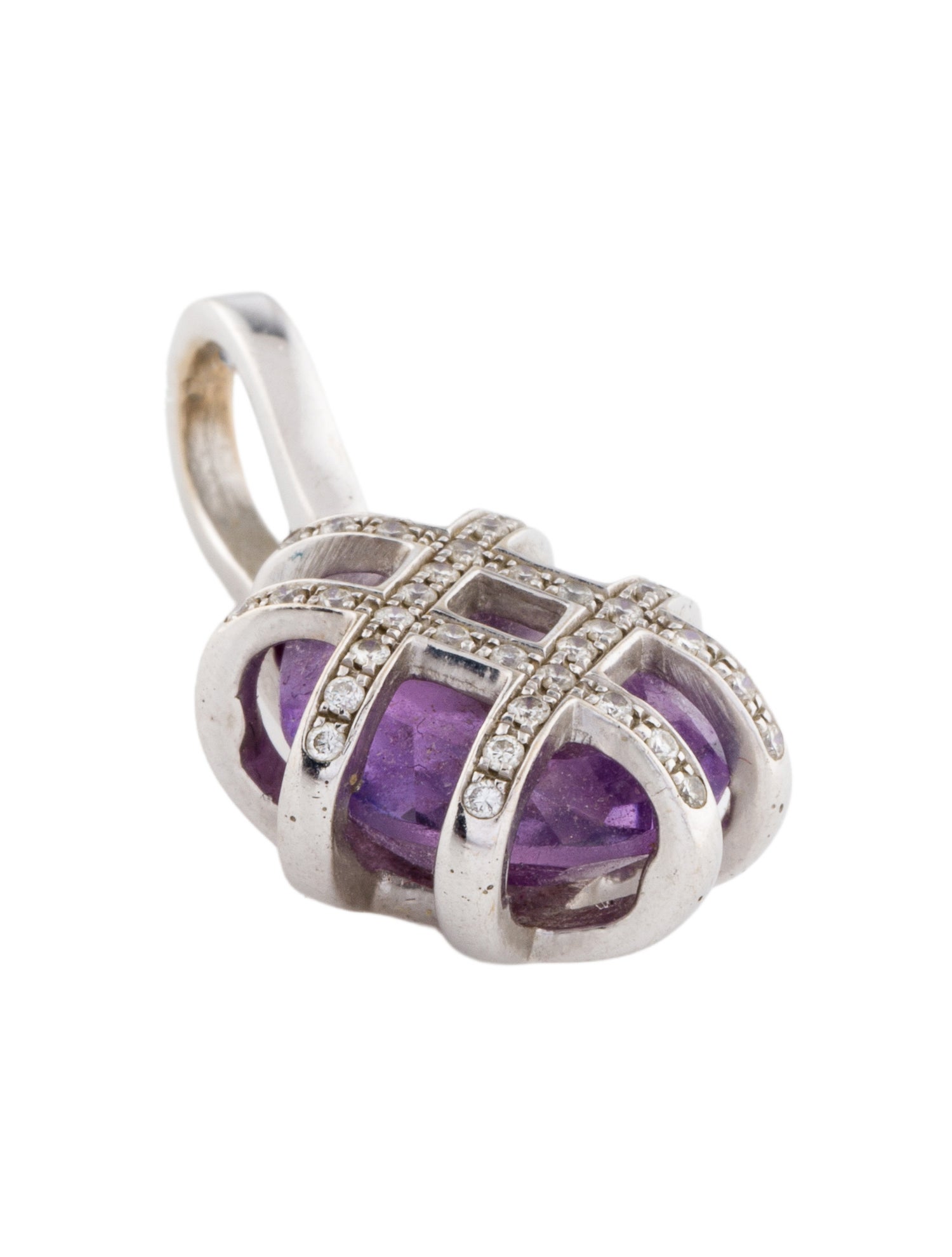 Brooch 18K 5.08ct Amethyst & Diamond Pendant