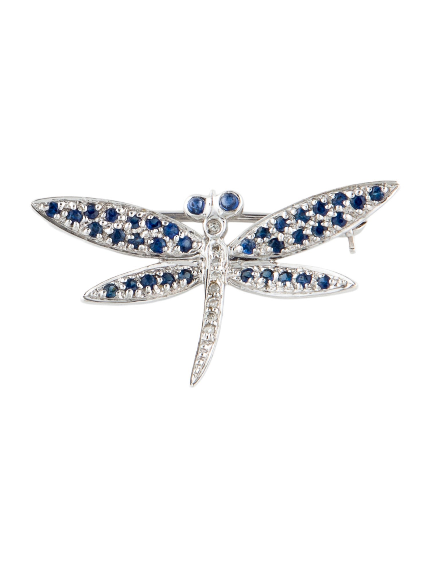 Brooch 18K Sapphire & Diamond Dragonfly Brooch Pin
