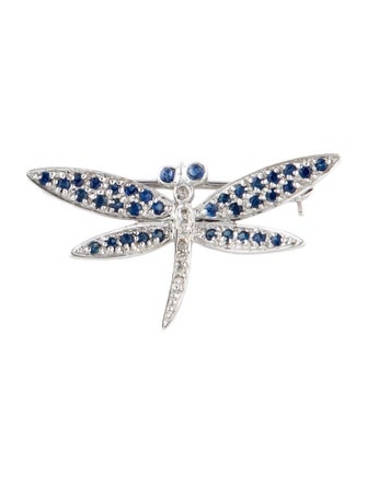 Brooch 18K Sapphire & Diamond Dragonfly Brooch Pin