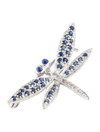 Brooch 18K Sapphire & Diamond Dragonfly Brooch Pin