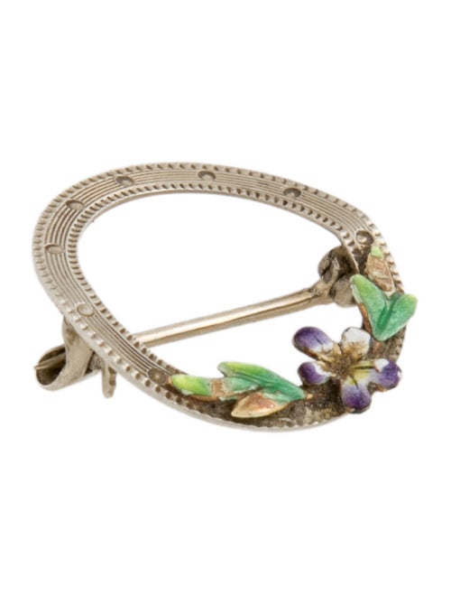 Brooch 14K Enamel Flower Wreath Brooch