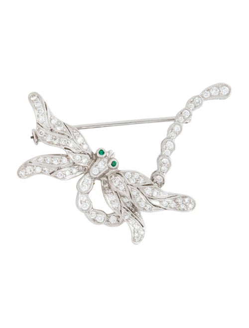 Brooch 18K Emerald & Diamond Dragonfly Brooch