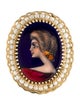 Brooch 14K Pearl & Enamel Portrait Brooch Pendant