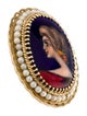 Brooch 14K Pearl & Enamel Portrait Brooch Pendant