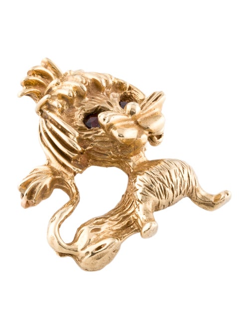 Brooch 14K Garnet Cat Brooch