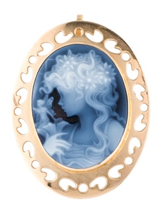 Brooch 14K Onyx Cameo Convertible Brooch Pendant