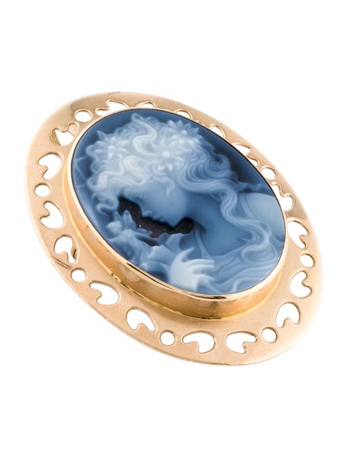 Brooch 14K Onyx Cameo Convertible Brooch Pendant