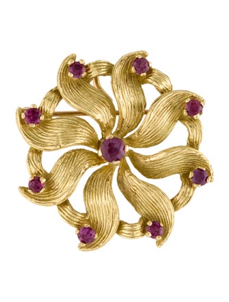 Brooch Ruby Flower Brooch
