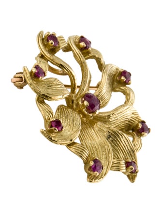 Brooch Ruby Flower Brooch