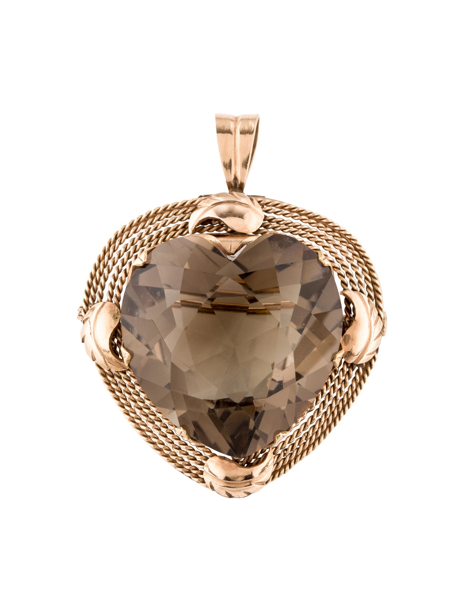 Brooch 14K 84.28ct Smoky Quartz Convertible Pendant