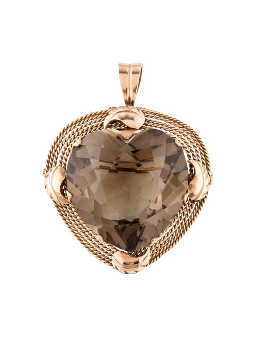 Brooch 14K 84.28ct Smoky Quartz Convertible Pendant Brooch