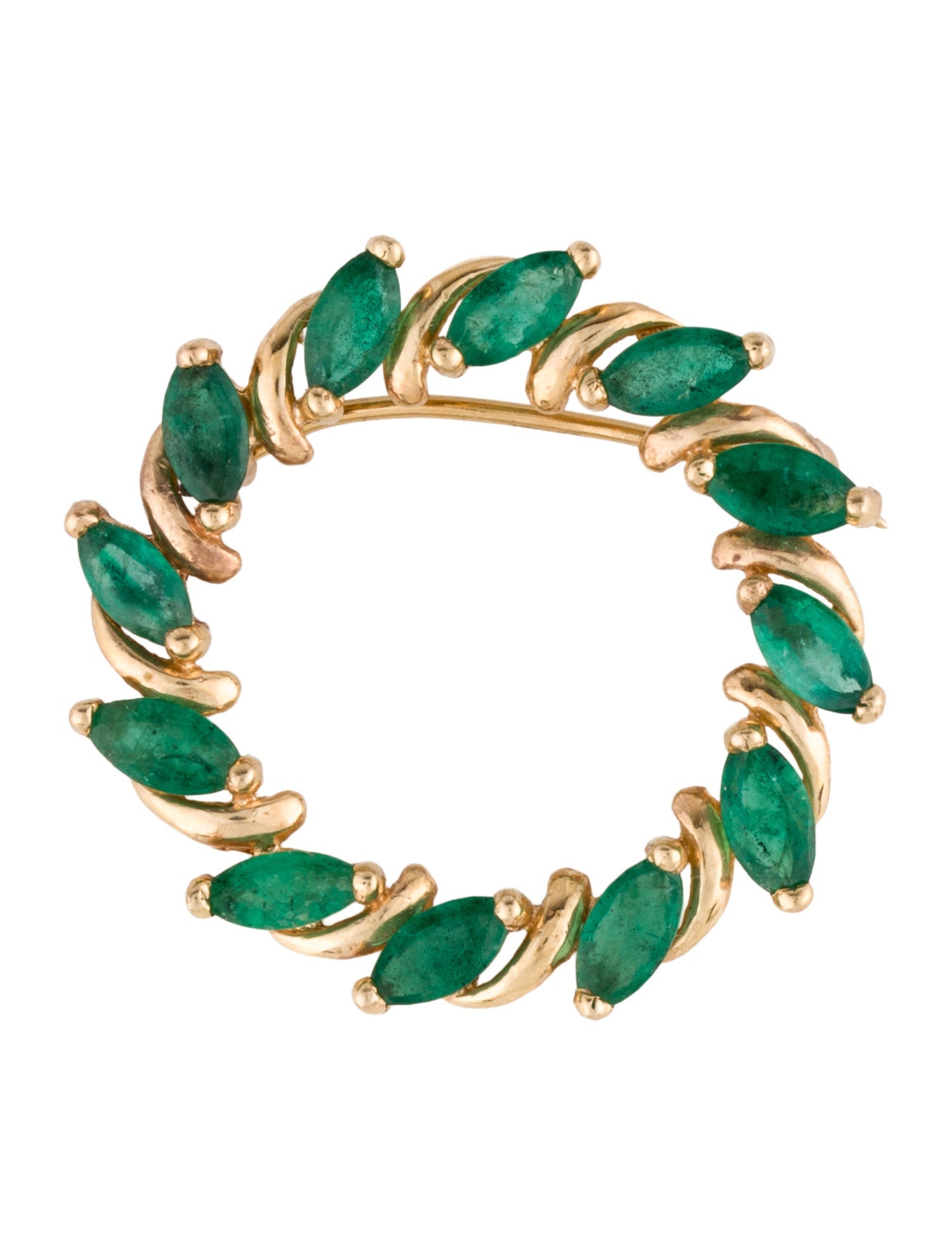 Brooch 14K 2.76ctw Emerald Wreath