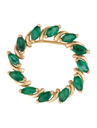 Brooch 14K 2.76ctw Emerald Wreath Brooch