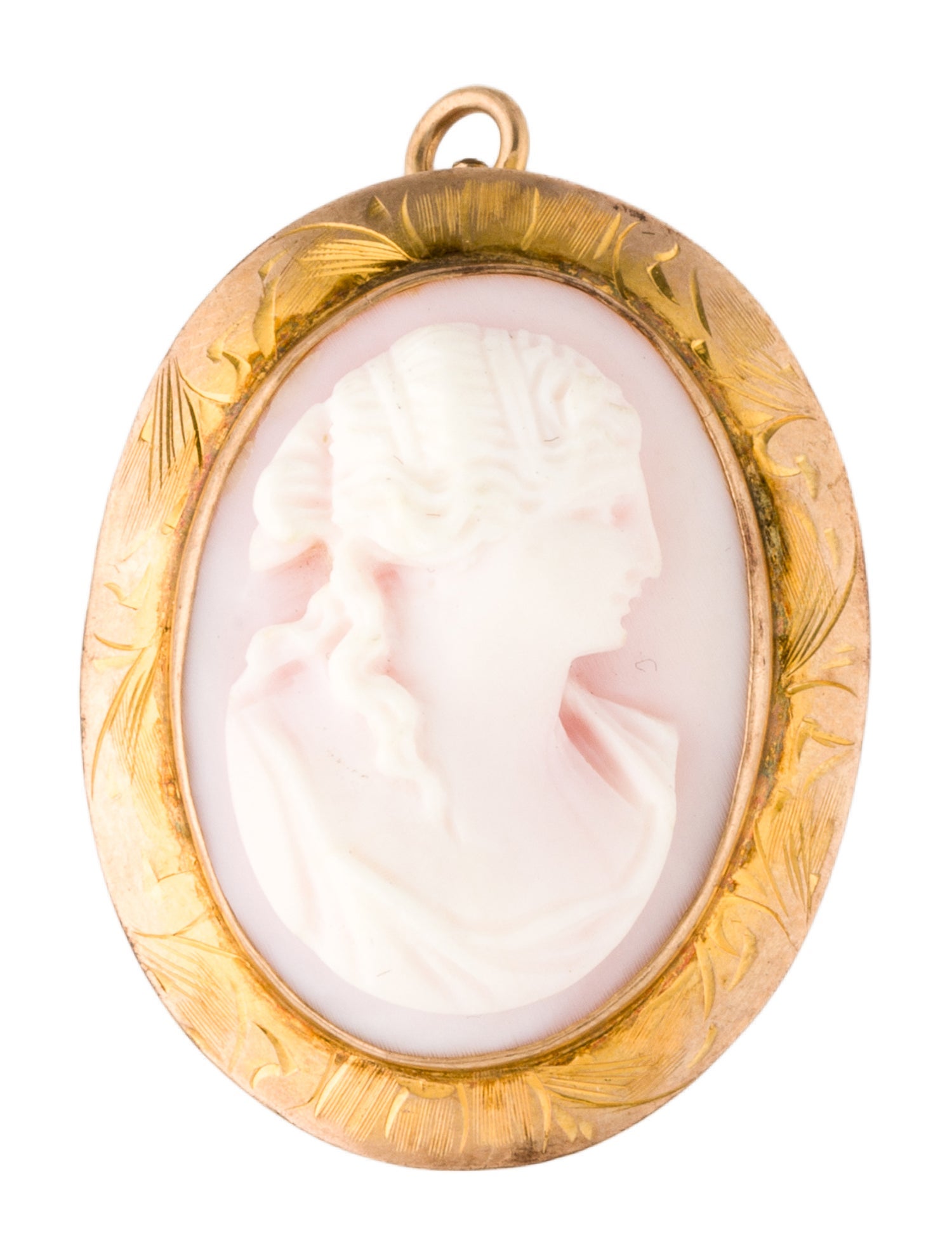 Brooch 10K Shell Cameo Pendant