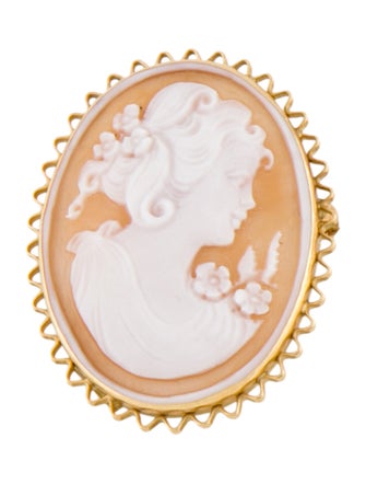 Brooch 18K Shell Cameo Pendant Brooch