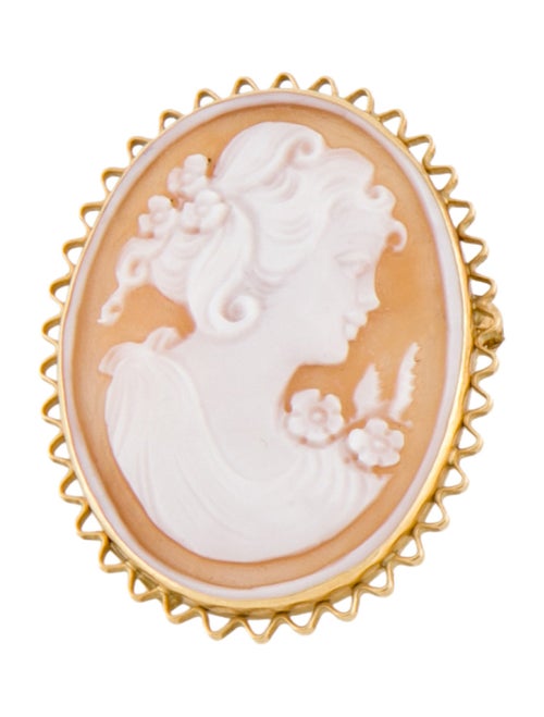 Brooch 18K Shell Cameo Pendant Brooch