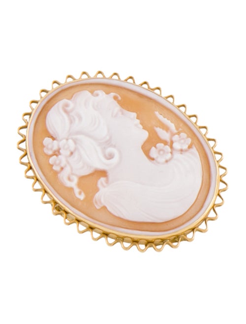 Brooch 18K Shell Cameo Pendant Brooch