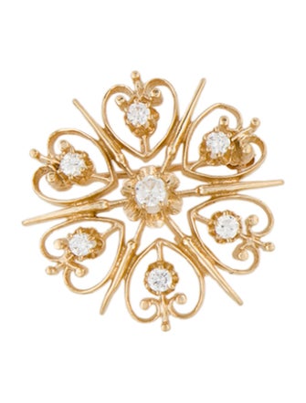 Brooch 14K Diamond Ornate Brooch