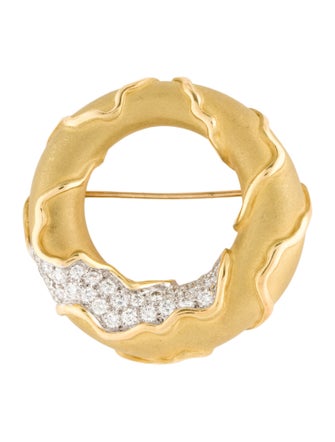 Brooch 18K 1.01ctw Diamond Donut Brooch Pin