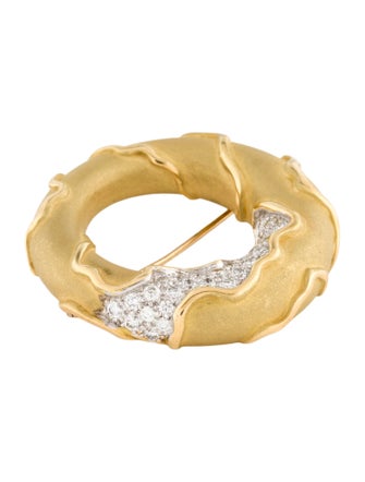 Brooch 18K 1.01ctw Diamond Donut Brooch Pin