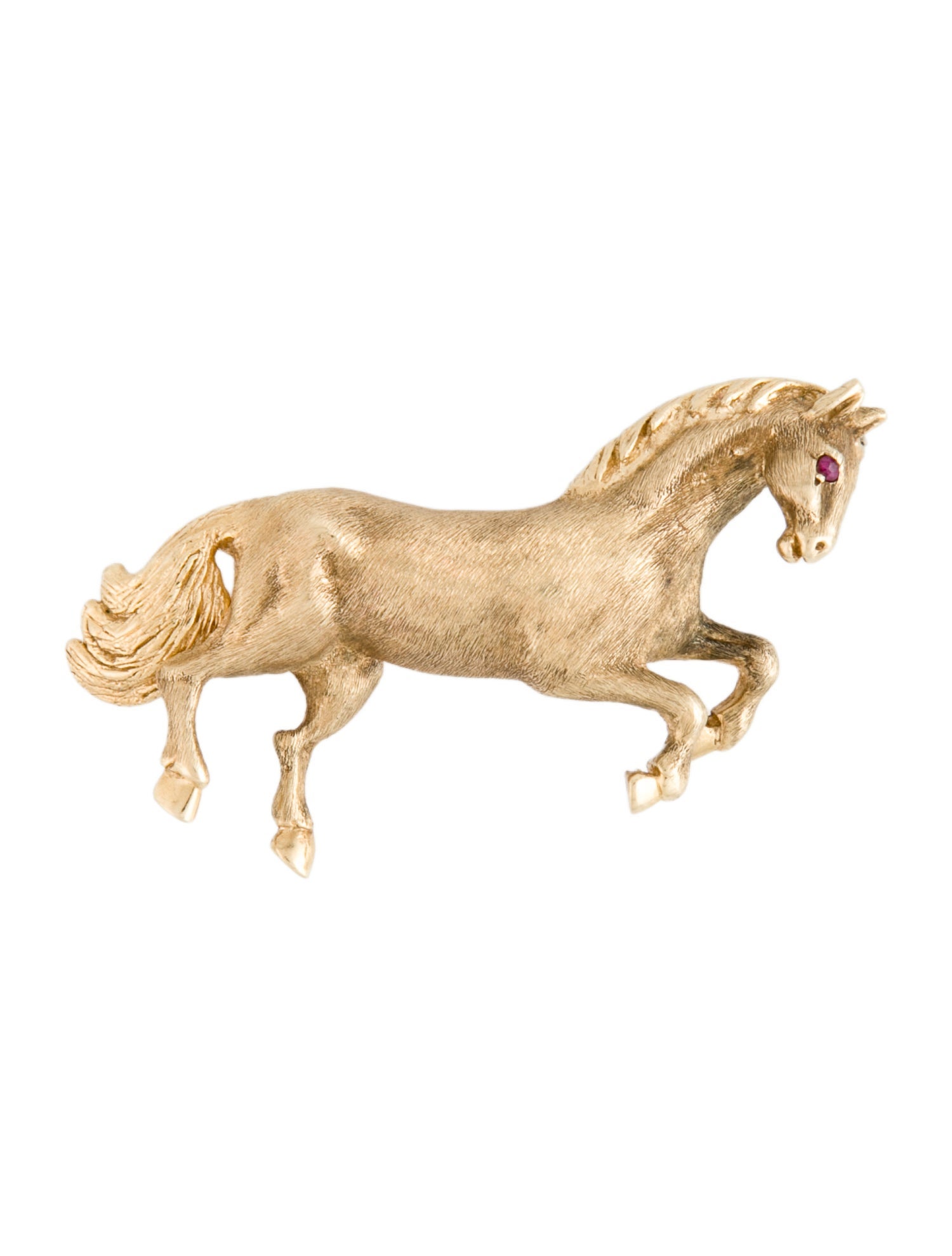 Brooch Dan Frere Vintage 14K Ruby Eyed Horse Pin