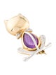Brooch 14K 1.43ct Amethyst & Diamond Cat Brooch