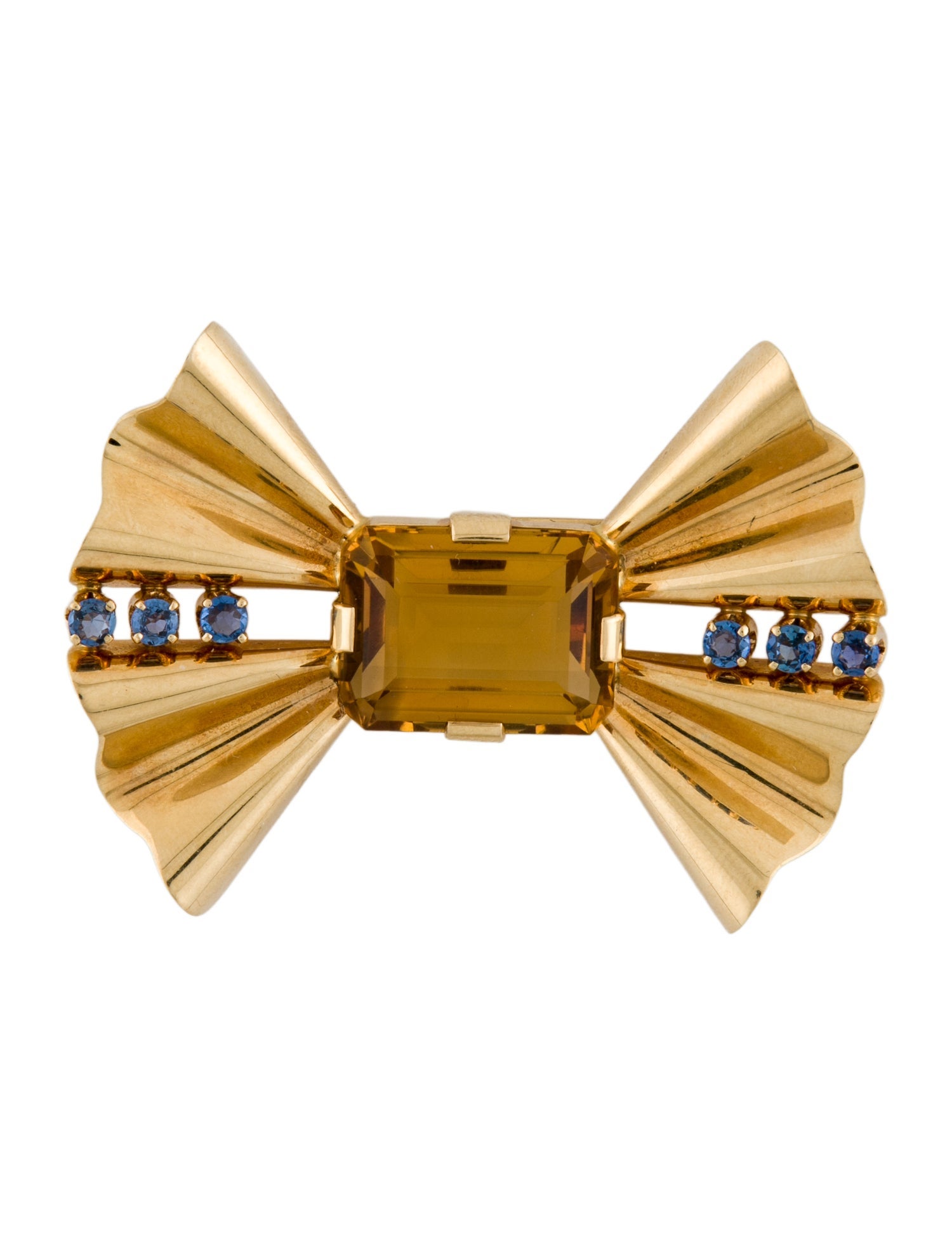 Brooch Wordley, Allsopp & Bliss 14K Citrine & Sapphire Bow