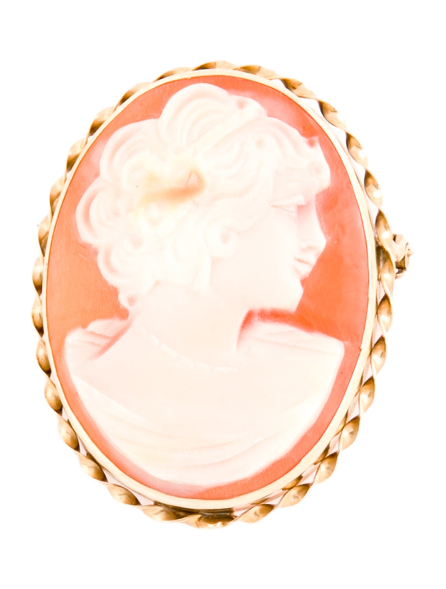 Brooch 14K Shell Cameo Pendant