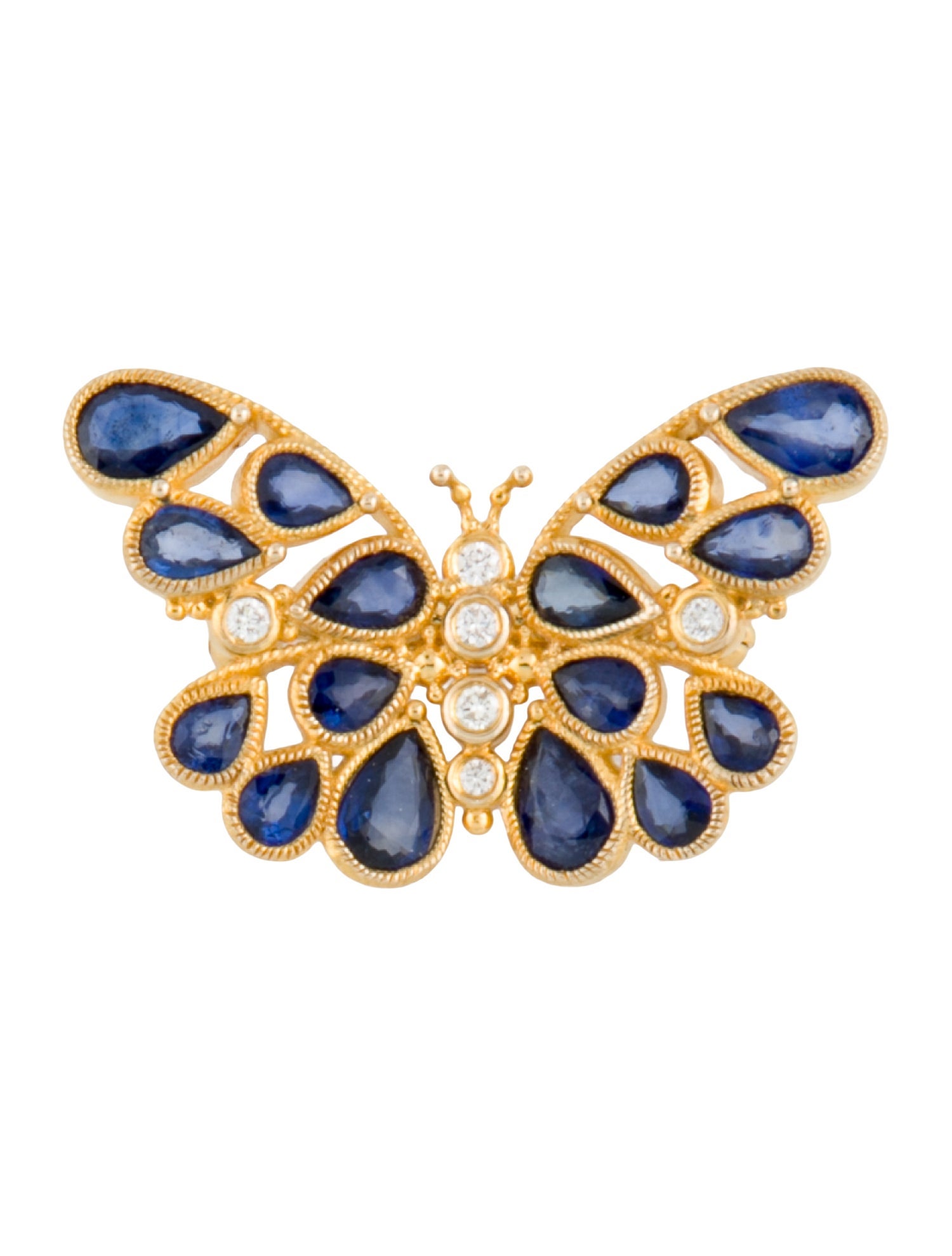 Brooch 14K Sapphire & Diamond Butterfly