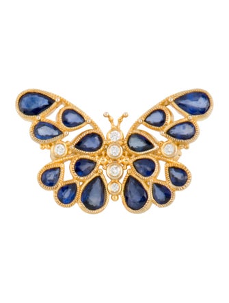 Brooch 14K Sapphire & Diamond Butterfly Brooch
