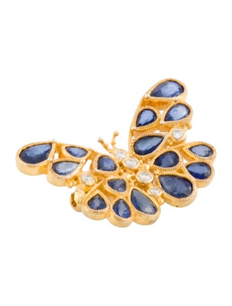 Brooch 14K Sapphire & Diamond Butterfly Brooch