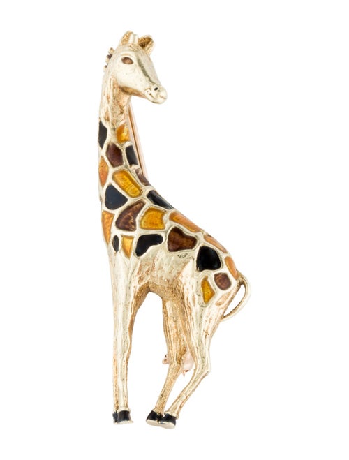 Brooch 14K Enamel Giraffe Brooch Pin