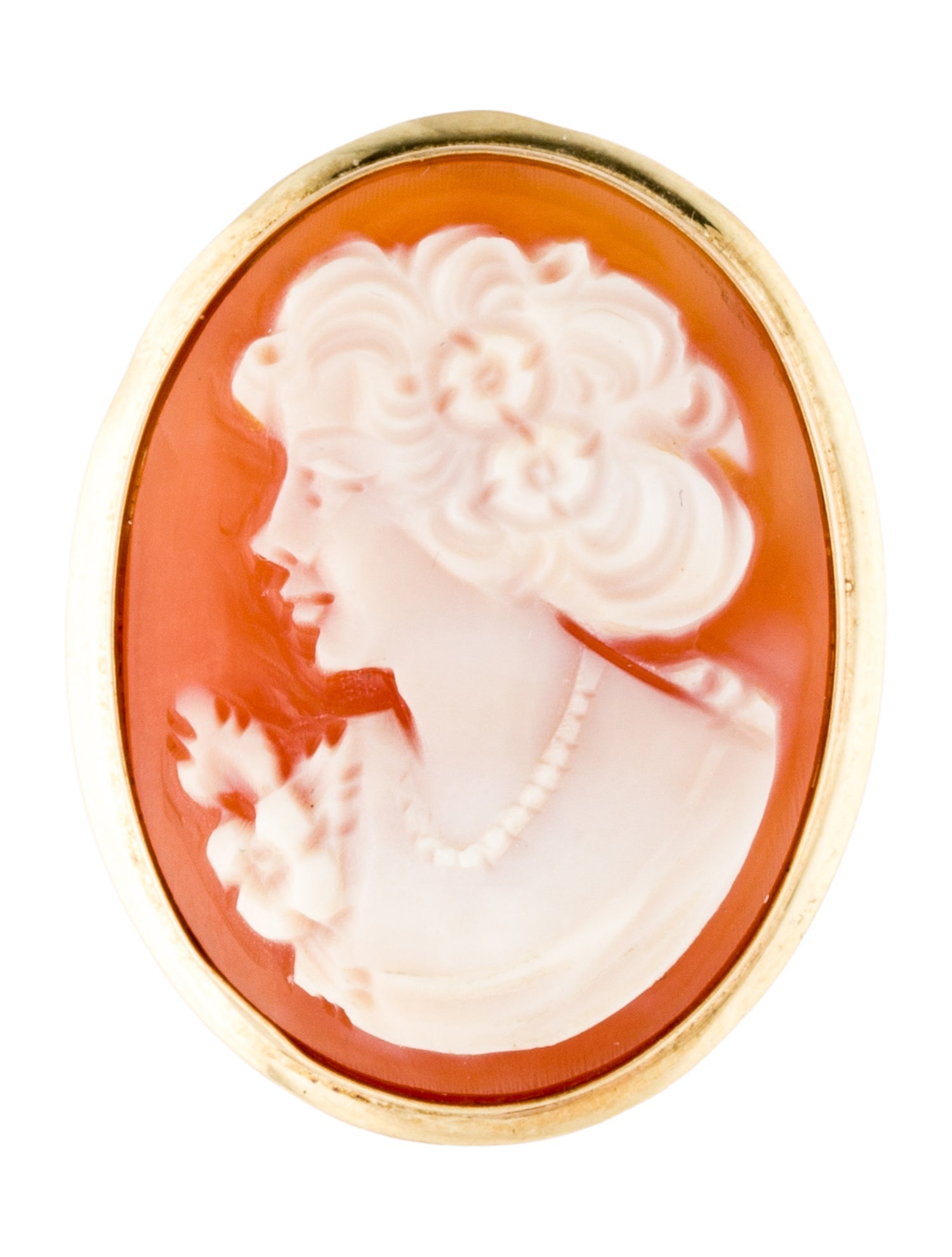 Brooch 14K Shell Cameo Convertible