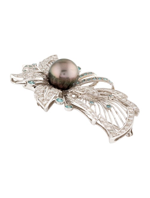 Brooch 18K Pearl & 5.18ctw Diamond Brooch Pin
