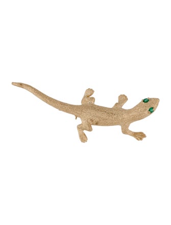 Brooch 14K Emerald Lizard Pin Brooch