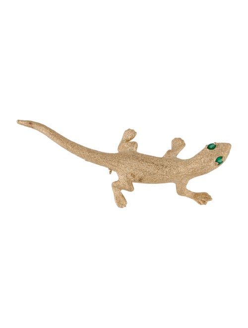Brooch 14K Emerald Lizard Pin Brooch