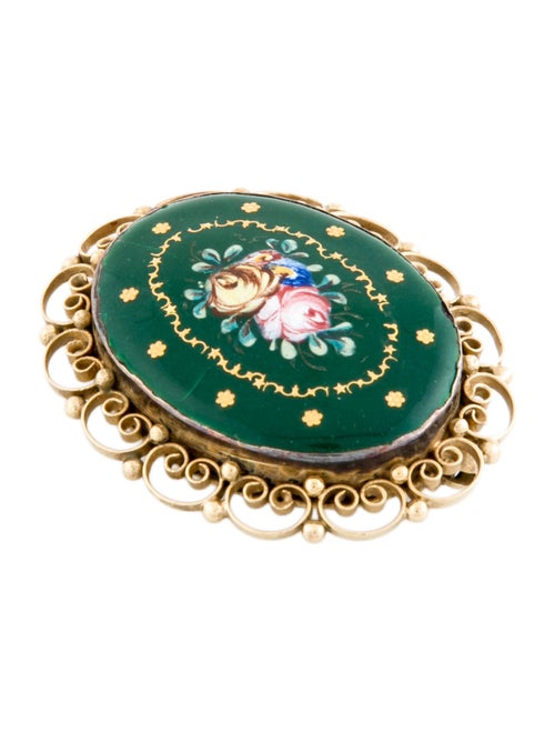 Brooch 14K Enamel Floral Brooch