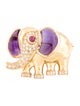 Brooch 18K Amethyst, Ruby & Diamond Elephant Pin Brooch