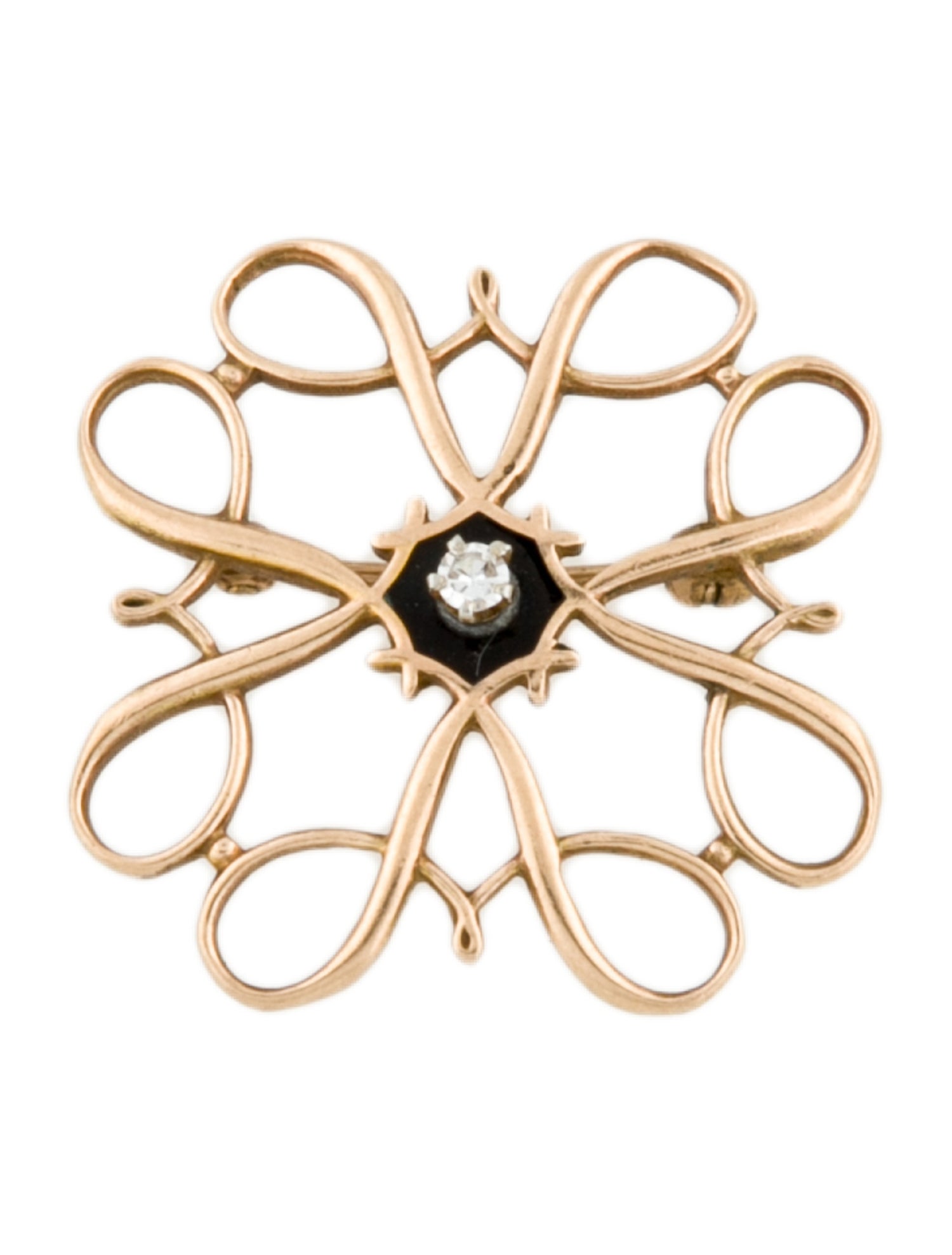 Brooch 10K Diamond & Enamel Brooch