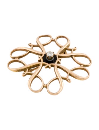 Brooch 10K Diamond & Enamel Brooch