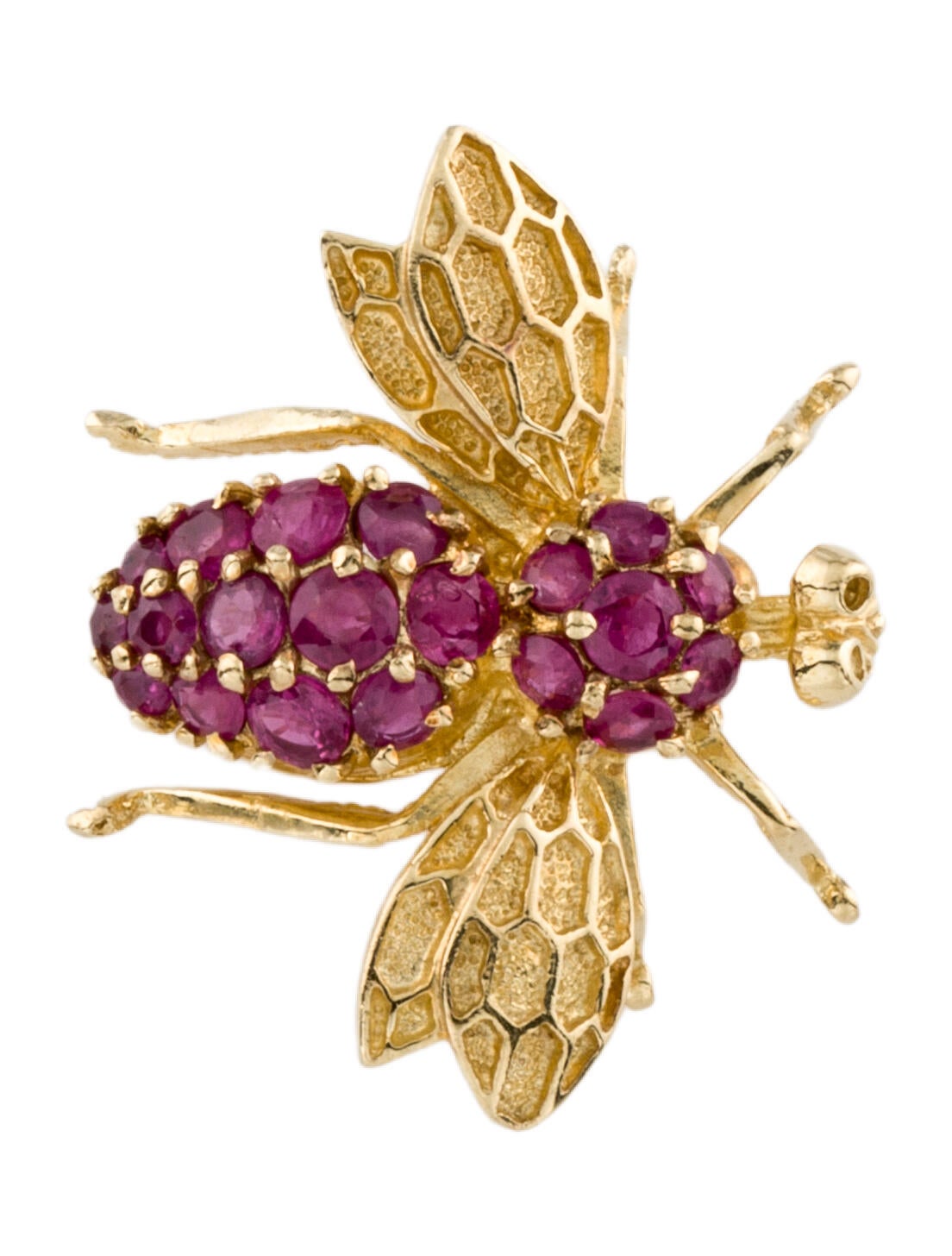 Brooch 14K 1.06ctw Ruby Cluster Bee