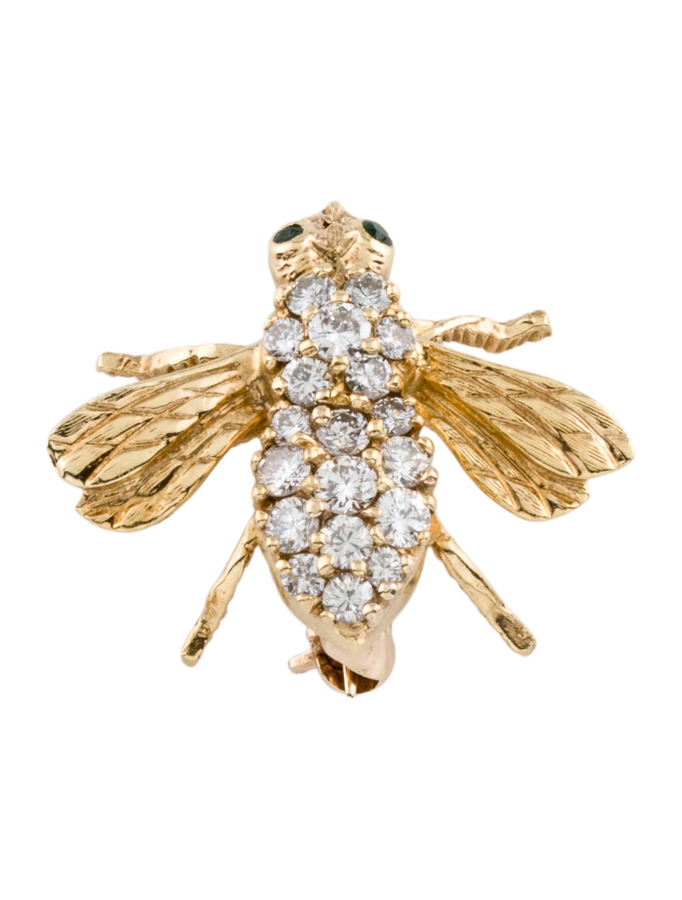 Brooch 18K Emerald & Diamond Bee