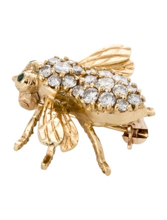 Brooch 18K Emerald & Diamond Bee Brooch