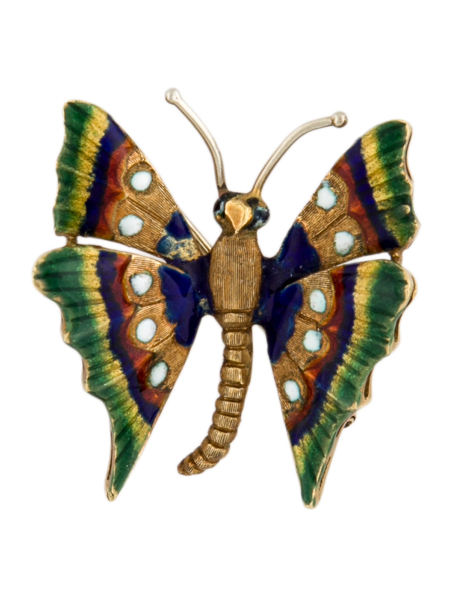 Brooch 18K Enamel Butterfly Pin