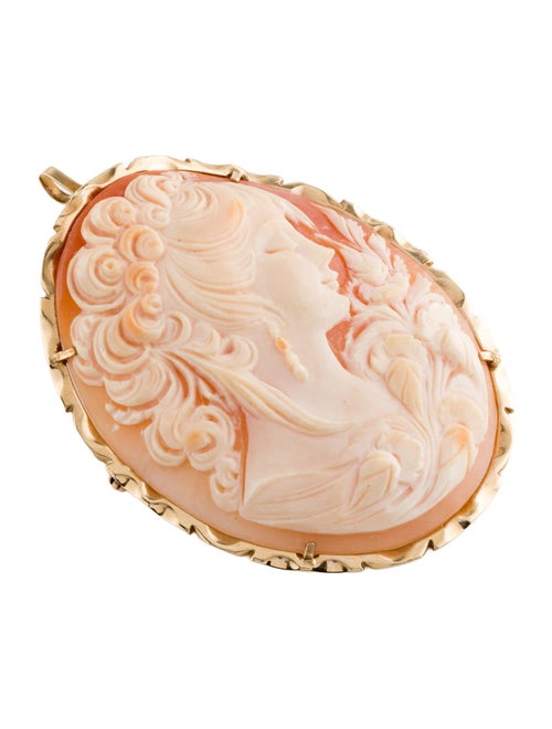 Brooch 14K Shell Cameo Pendant Brooch