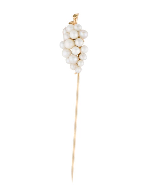 Brooch 14K Pearl Grape Bunch Stick Pin