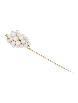 Brooch 14K Pearl Grape Bunch Stick Pin