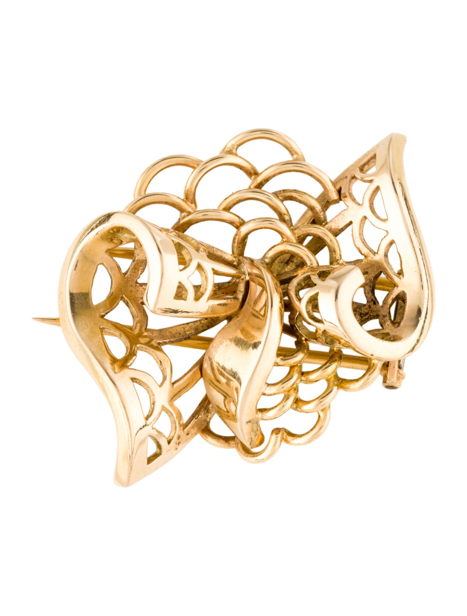 Brooch 18K Ribbon Stick Pin Brooch