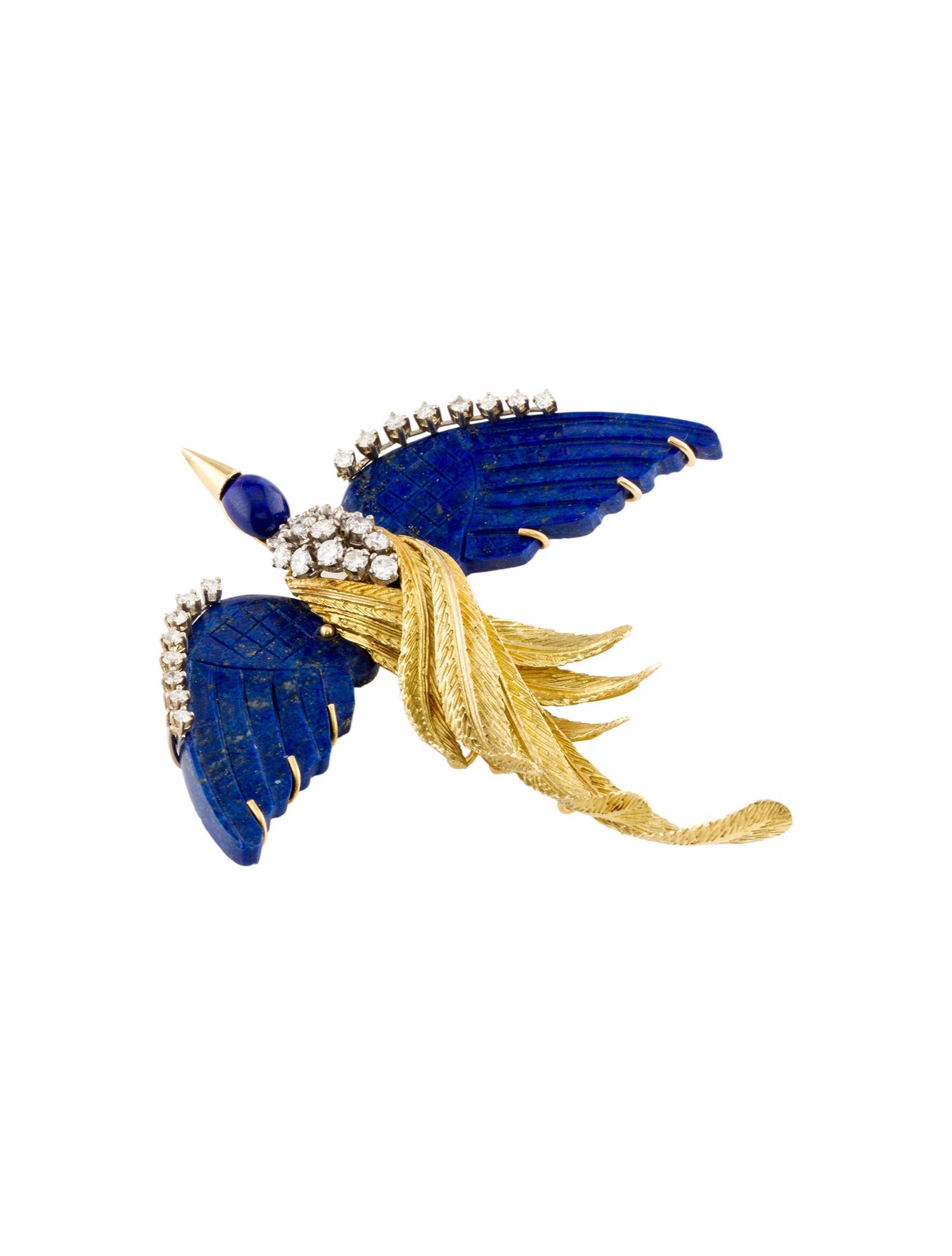 Brooch 18K Lapis Lazuli & Diamond Bird